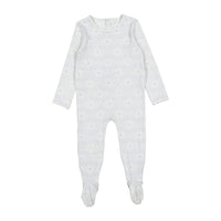 Ladida Damask Print Footie - Sky