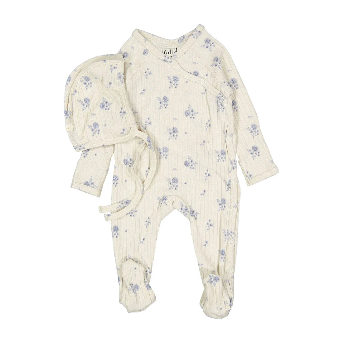 Ladida watercolor Printed Footie & Bonnet - Blue