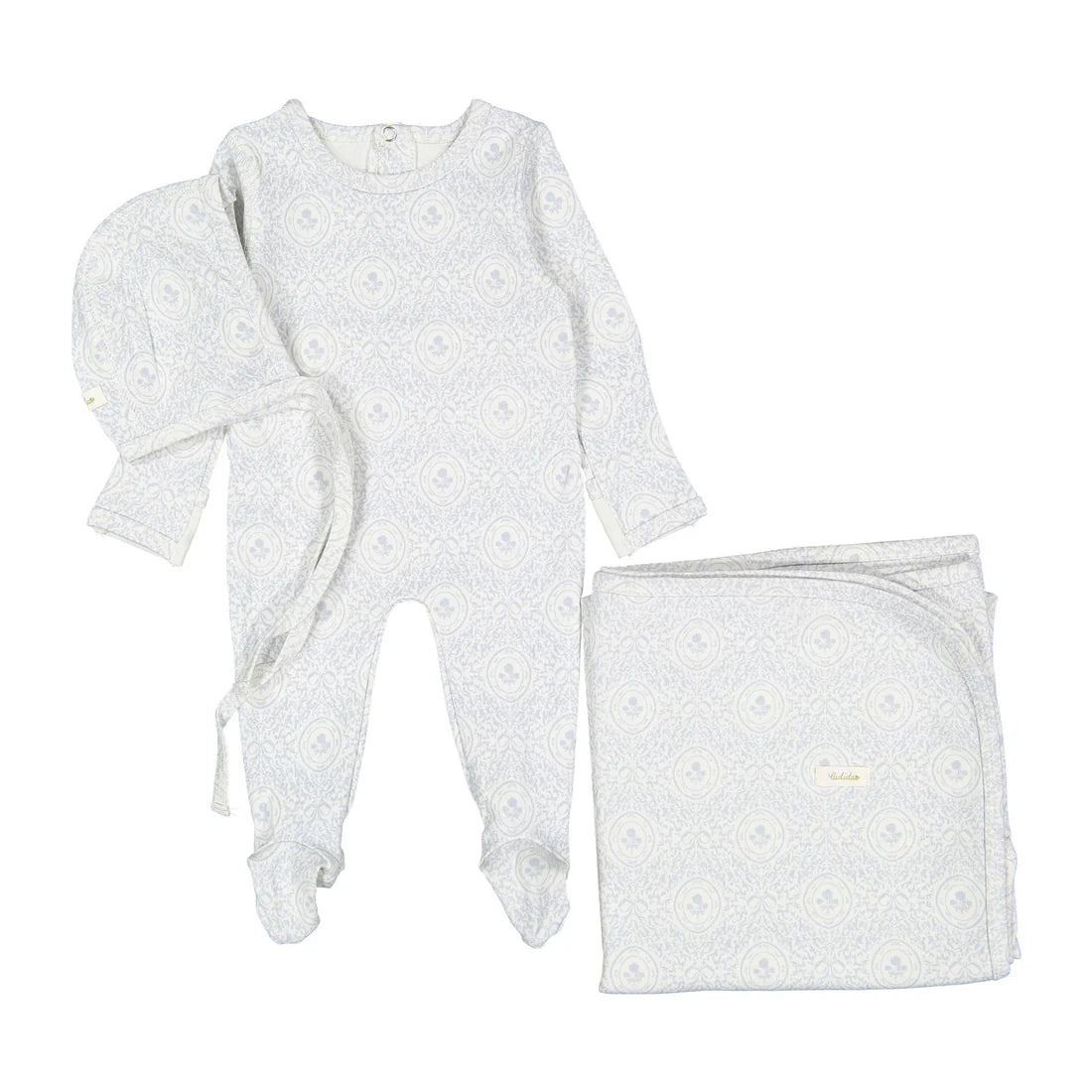 Ladida Damask Print Layette Set - Sky