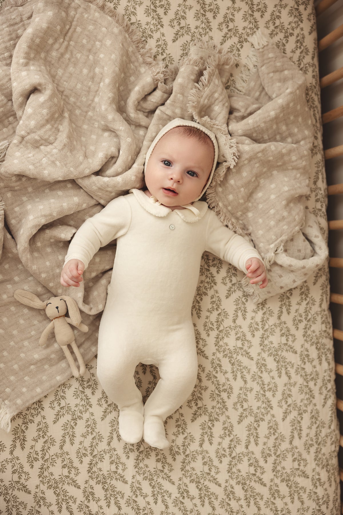 Lilette Velour Collar 3PC Layette Set - Dusty Blue Lilette Velour Collar 3PC Layette Set - Dusty Blue