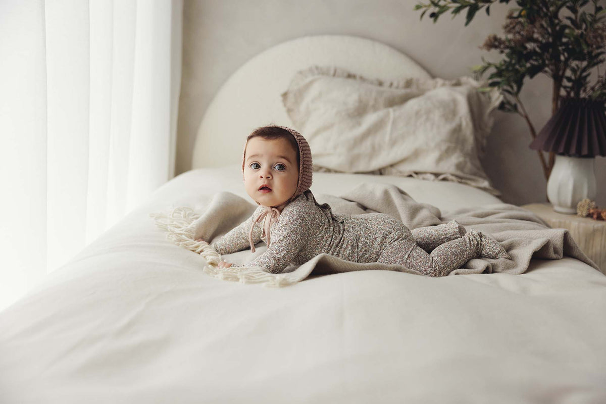 Lilette Sweet Liberty Footie, Hat & Cropped Baby Sweatshirt - Pink