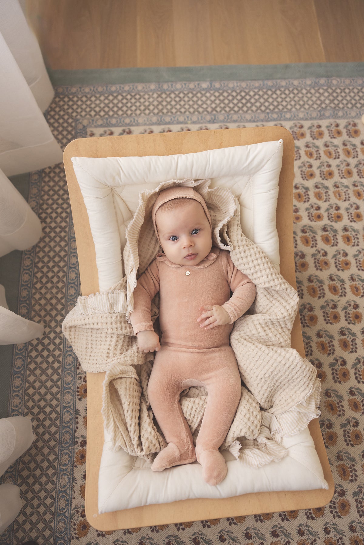 Lilette Velour Collar 3PC Layette Set - Dusty Blue Lilette Velour Collar 3PC Layette Set - Dusty Blue