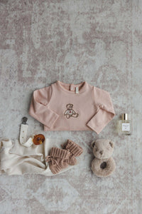 Lilette Sweet Bear Footie - Dusty Pink