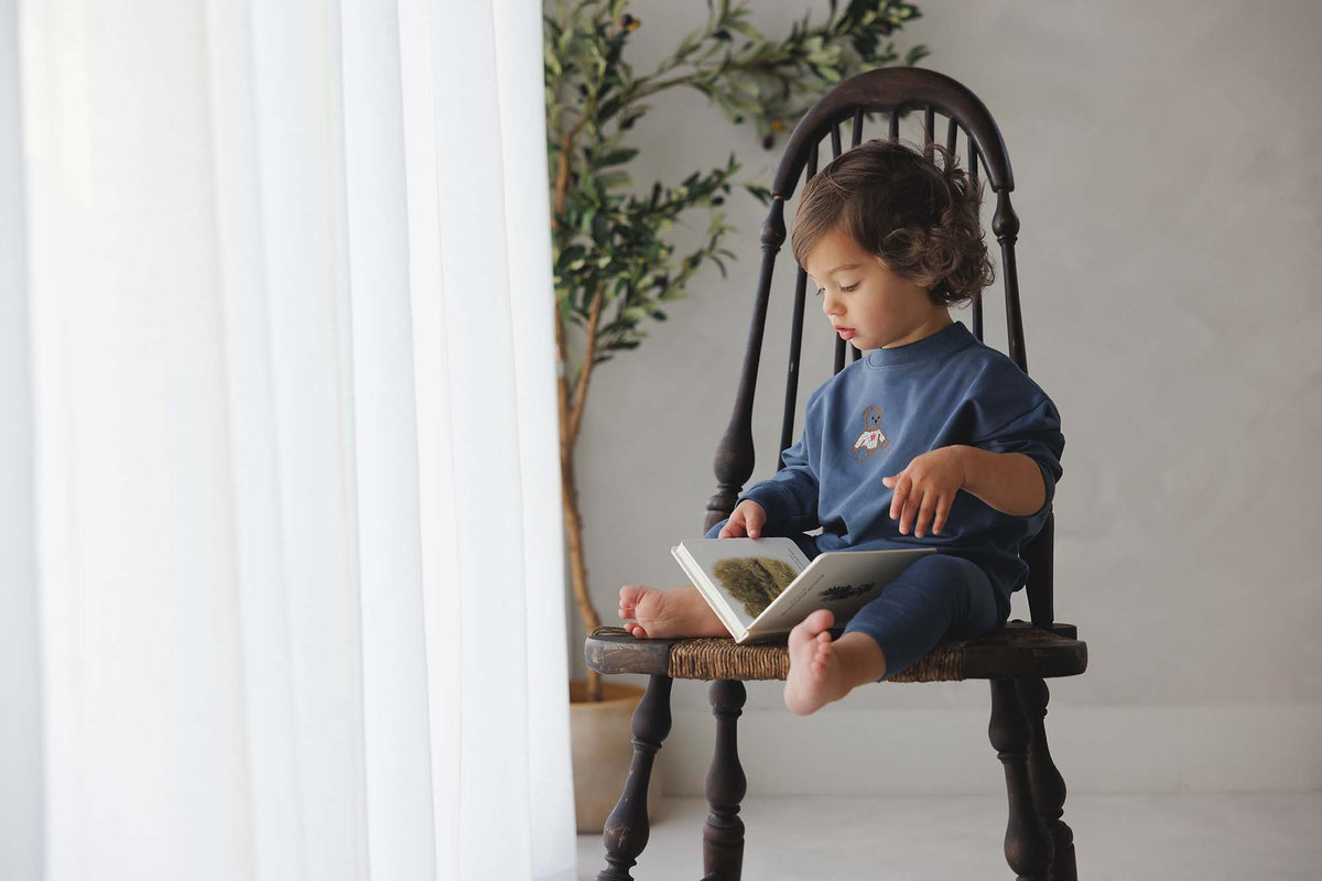 Lilette Sweet Bear Top & Pants - Off Navy