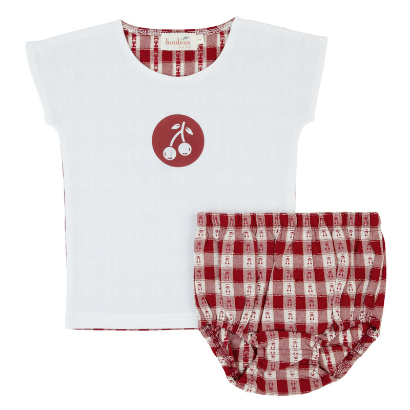 Bondoux Cherry Print Top & Bloomers Set