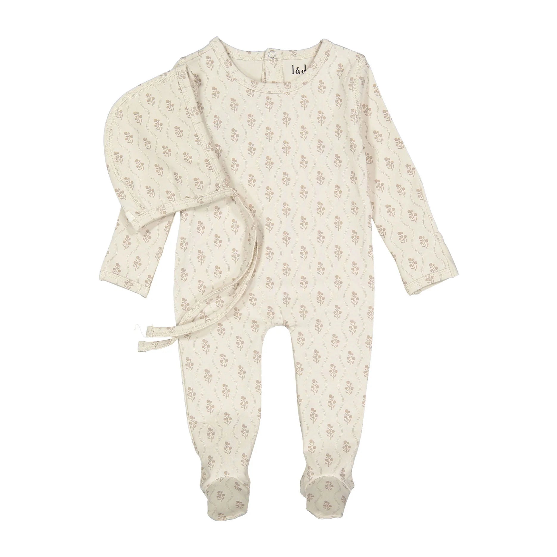 Ladida Taupe Tapestry Footie & Bonnet