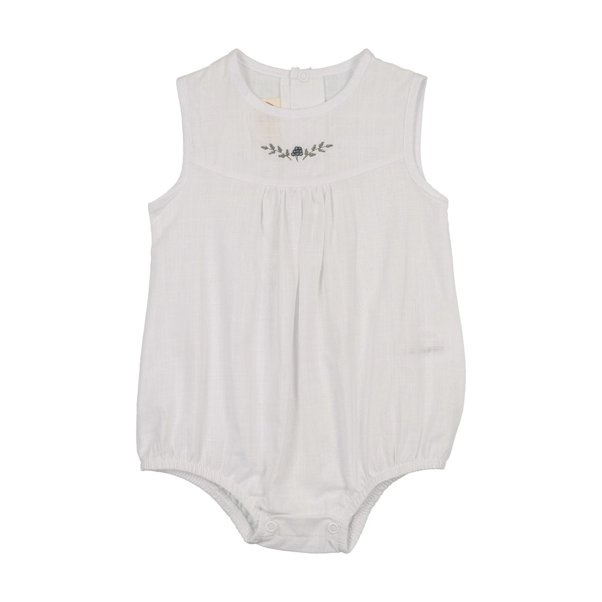 Mon Tresor Linen Bloom Romper - Ivory/Blue