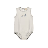 Elys & Co Cross Stitch Duckling Romper - Ivory Blue