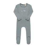 Elys & Co Cross Stitch Duckling Footie - Blue