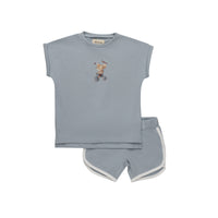 Elys & Co French Terry Mouse Top & Pants Set - Blue