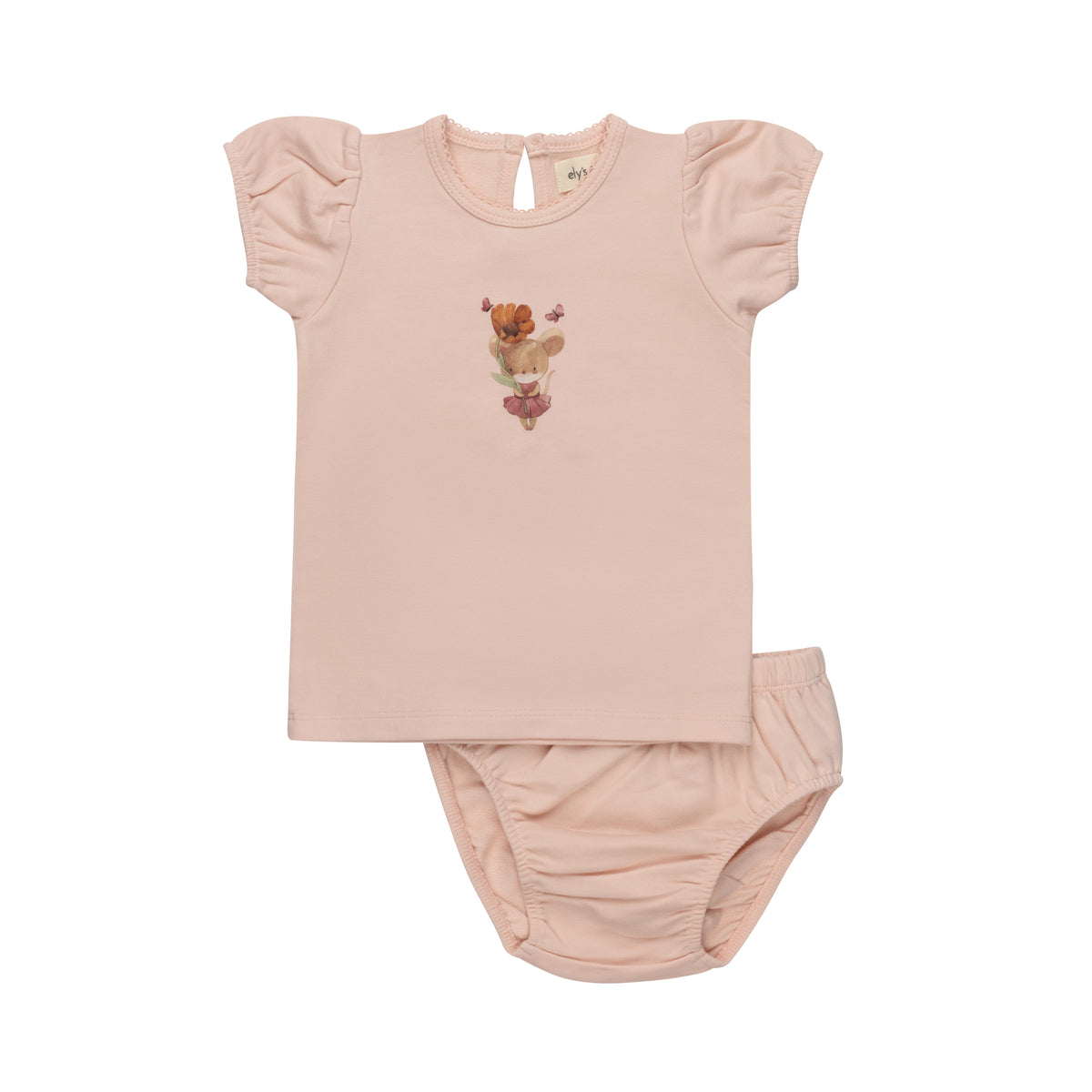 Elys & Co French Terry Mouse Top & Pants Set - Pink