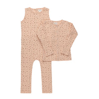 Aurora Floral Rib Romper & Cardigan - Pink