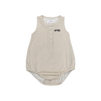 Aurora Checked Race Car Romper - Tan