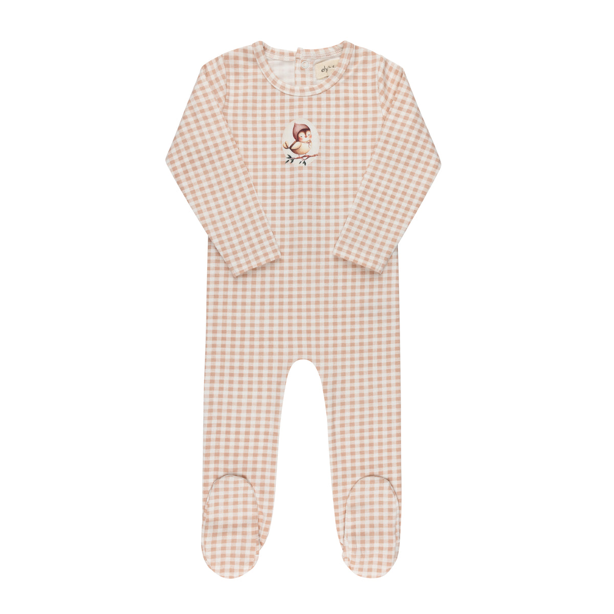 Elys & Co Owl Gingham Footie & Beanie - Blush