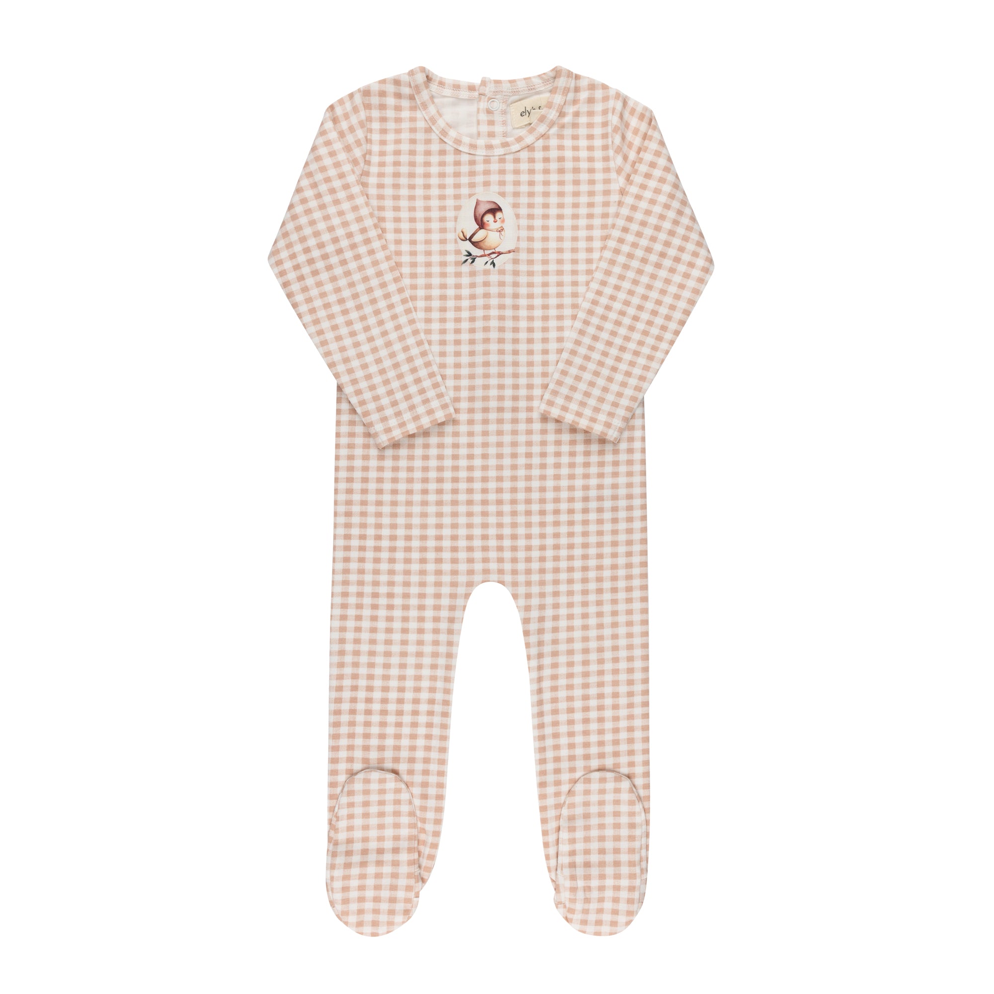 Elys & Co Owl Gingham Footie - Blush