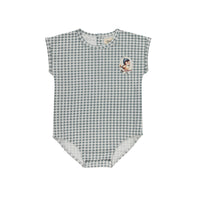 Elys & Co Owl Gingham Romper- Blue