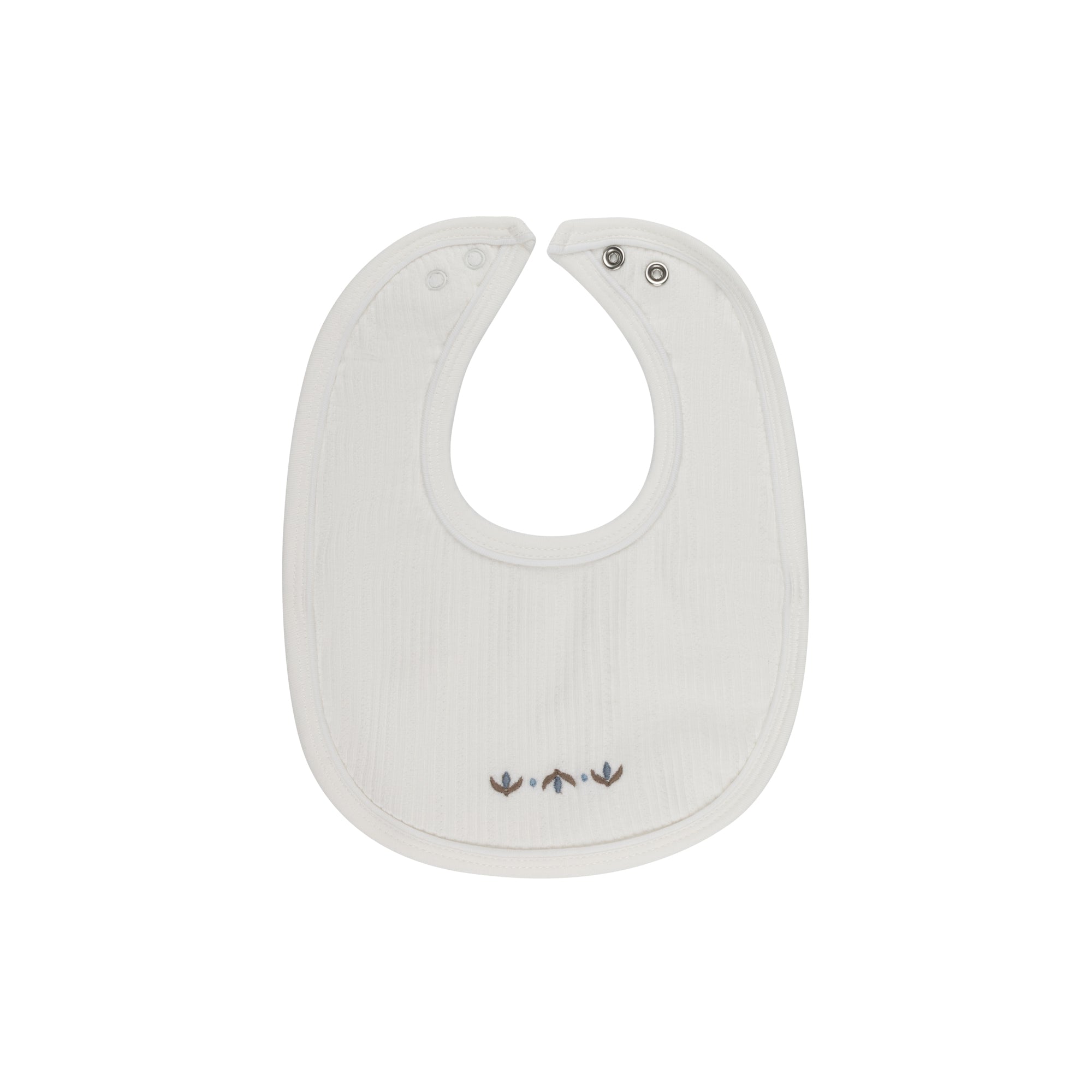 Looms Embroidered Trim Bib - Ivory/Blue
