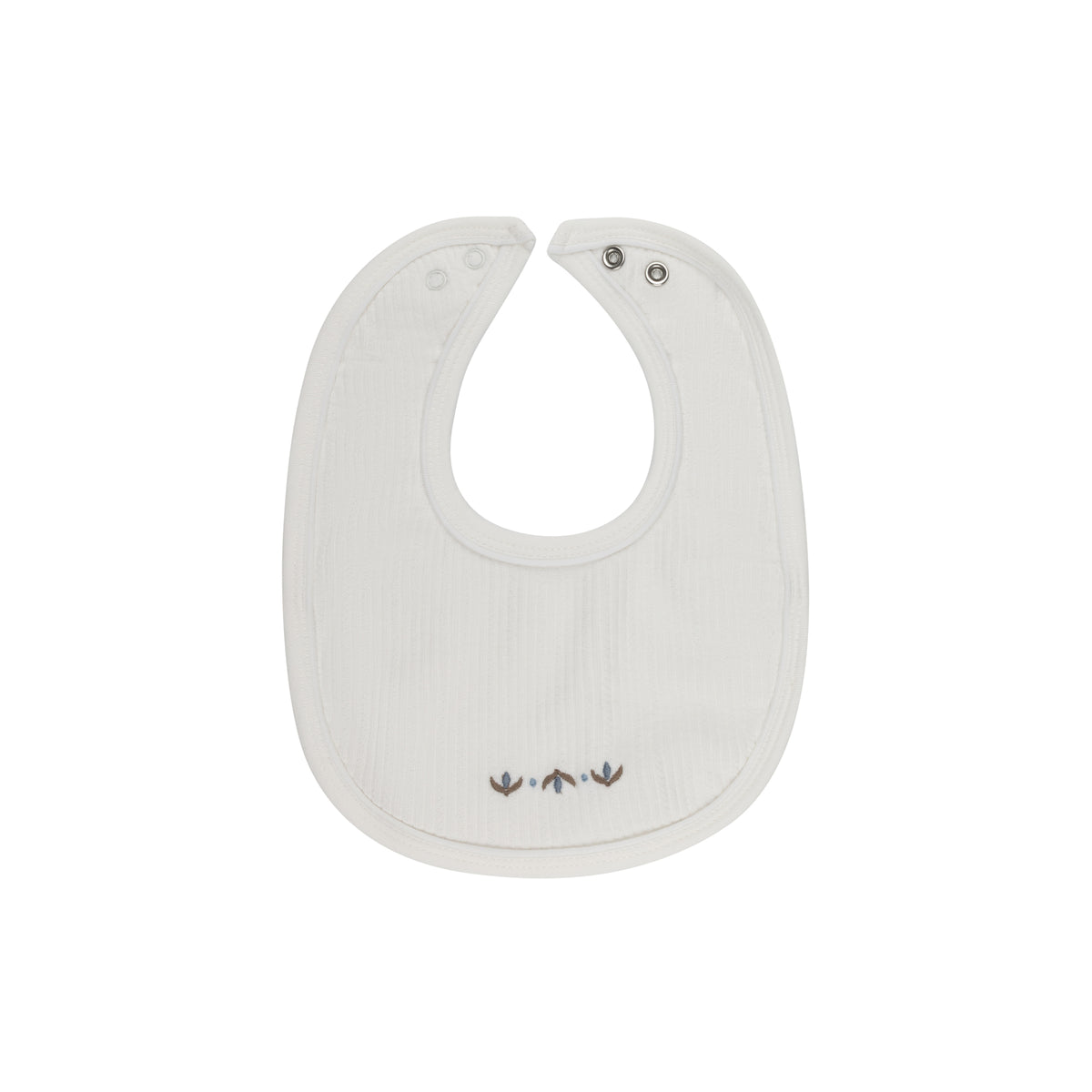 Looms Embroidered Trim Bib - Ivory/Blue