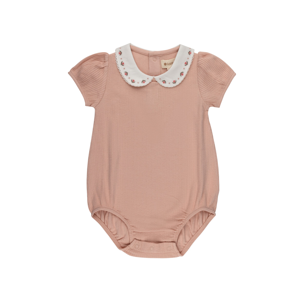 Looms Embroidered Trim Romper - Pink
