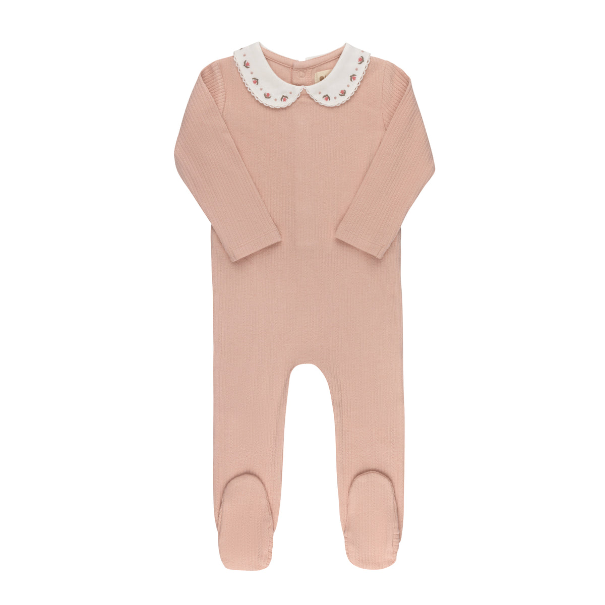 Looms Embroidered Trim Footie - Pink