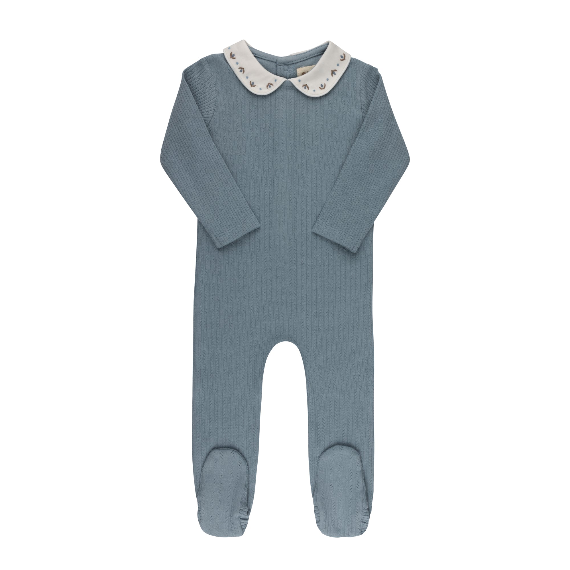 Looms Embroidered Trim Footie - Blue