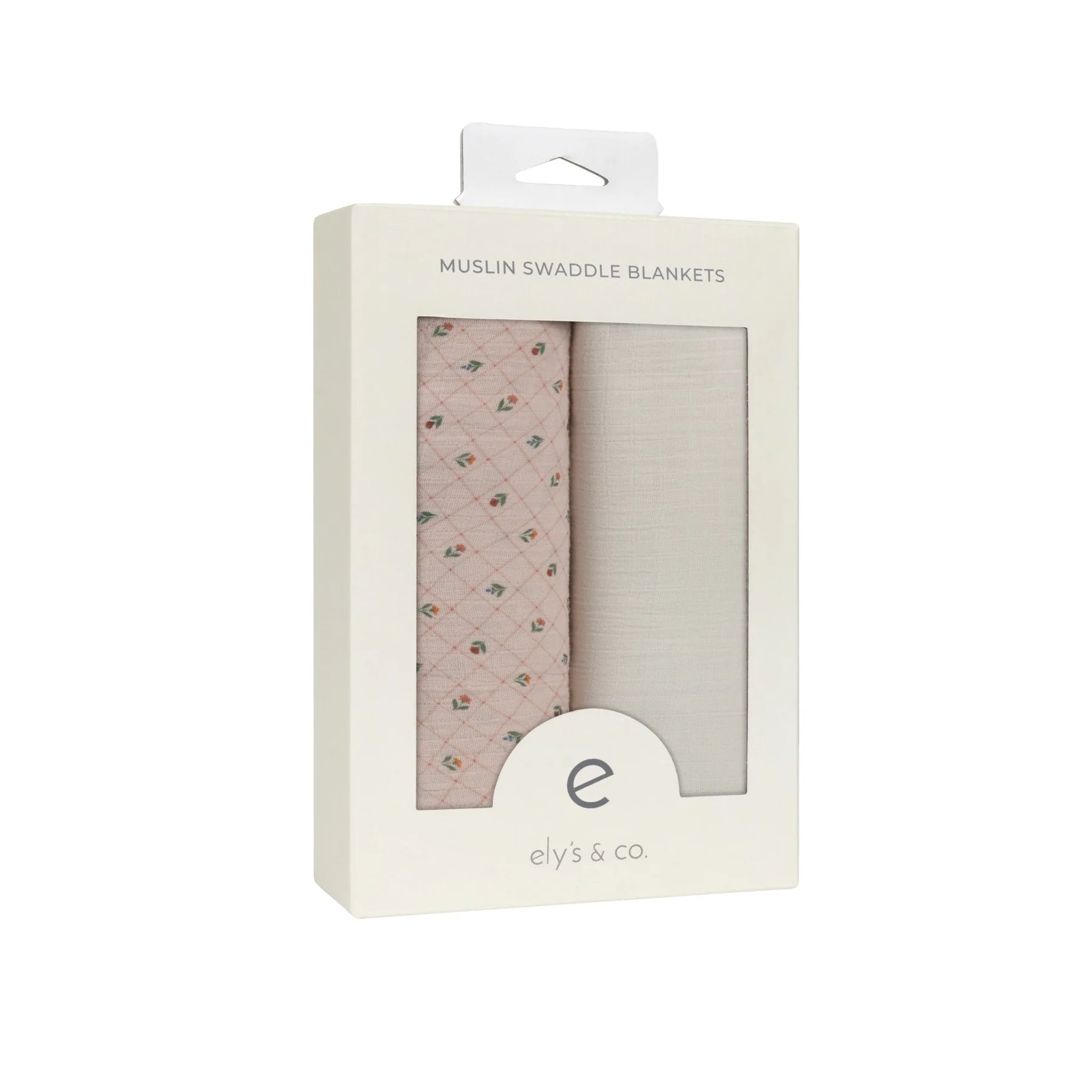 Elys & Co Pink Floral Grid 2 Pack Muslin Swaddles