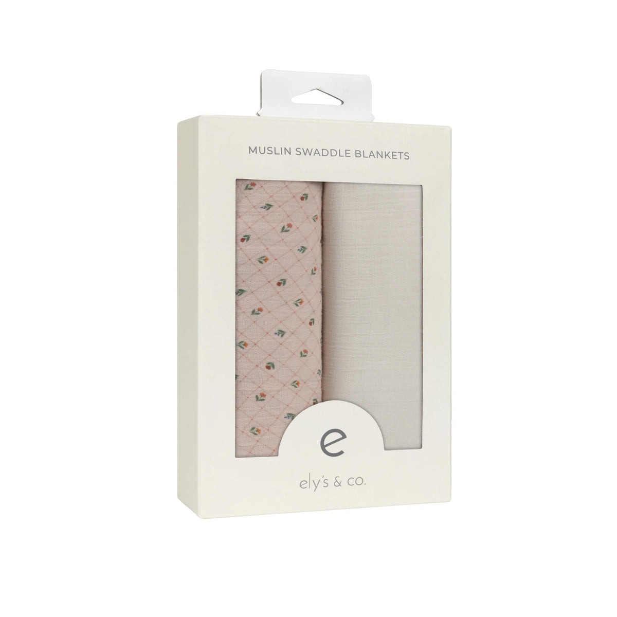 Elys & Co Pink Floral Grid 2 Pack Muslin Swaddles
