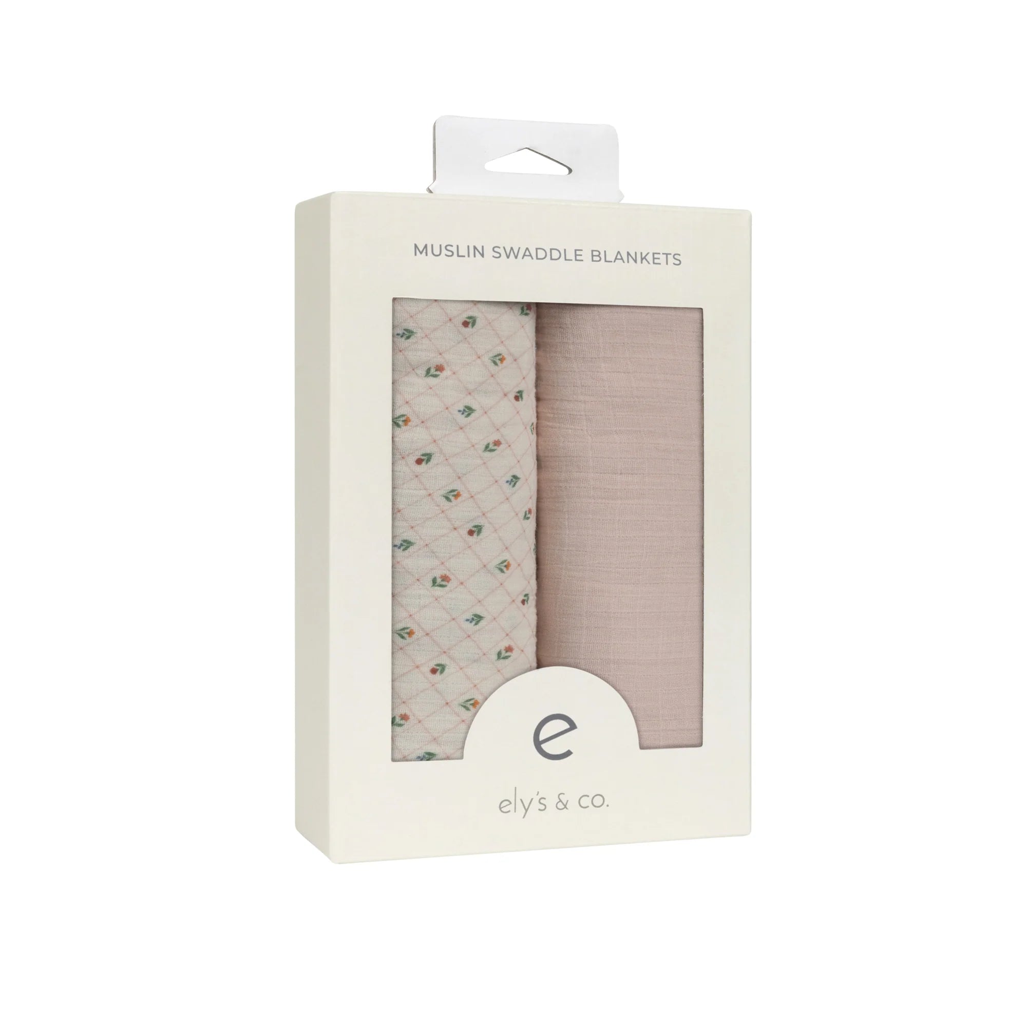 Elys & Co Ivory Floral Grid 2 Pack Muslin Swaddles