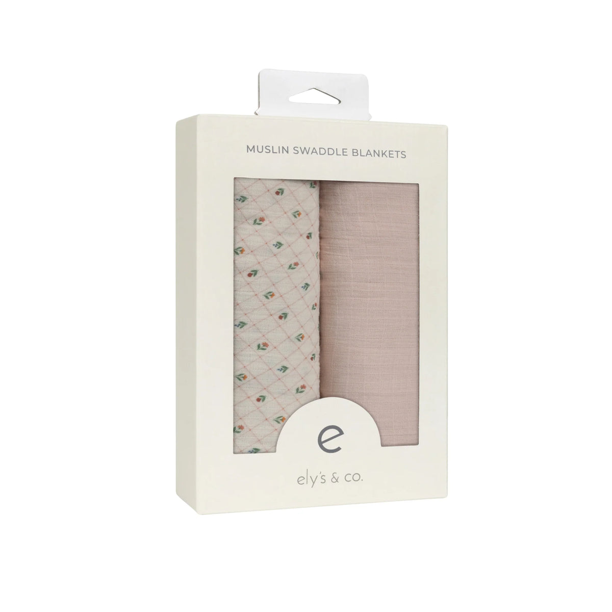 Elys & Co Ivory Floral Grid 2 Pack Muslin Swaddles