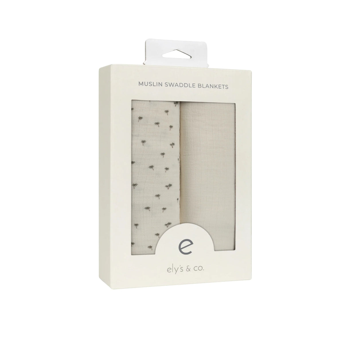 Elys & Co Ivory Printed Palm 2 Pack Muslin Swaddles