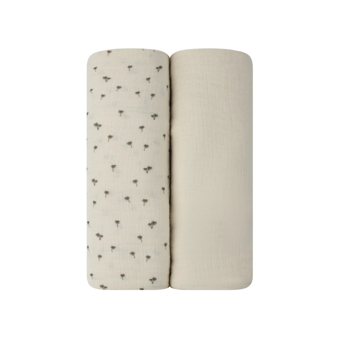 Elys & Co Ivory Printed Palm 2 Pack Muslin Swaddles