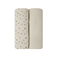 Elys & Co Ivory Printed Palm 2 Pack Muslin Swaddles