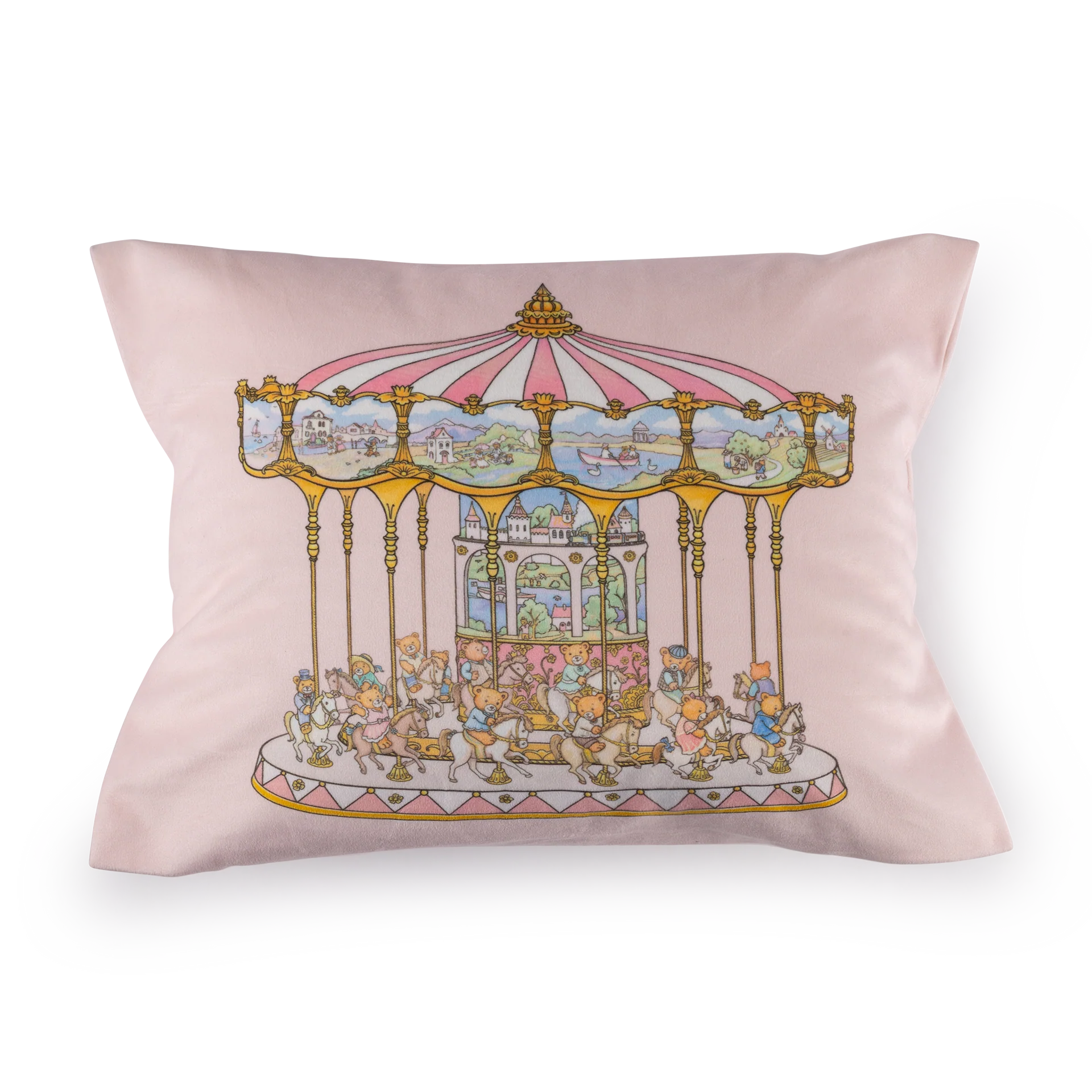 Lil Teddy's Merry Go Cushion - Sugary Pink