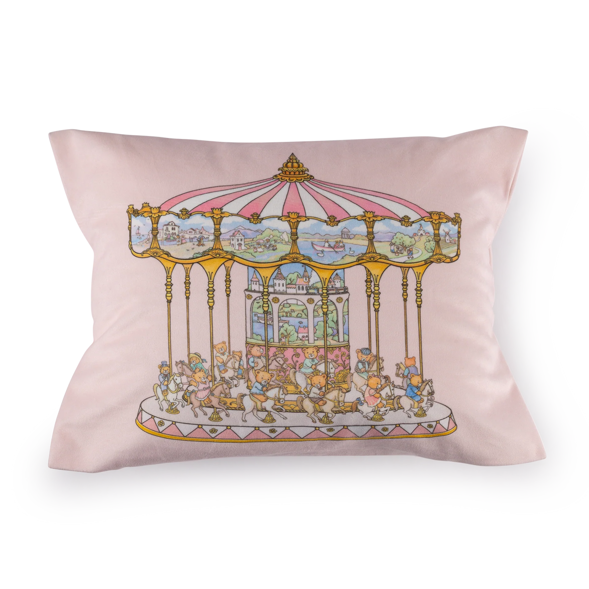 Lil Teddy's Merry Go Cushion - Sugary Pink