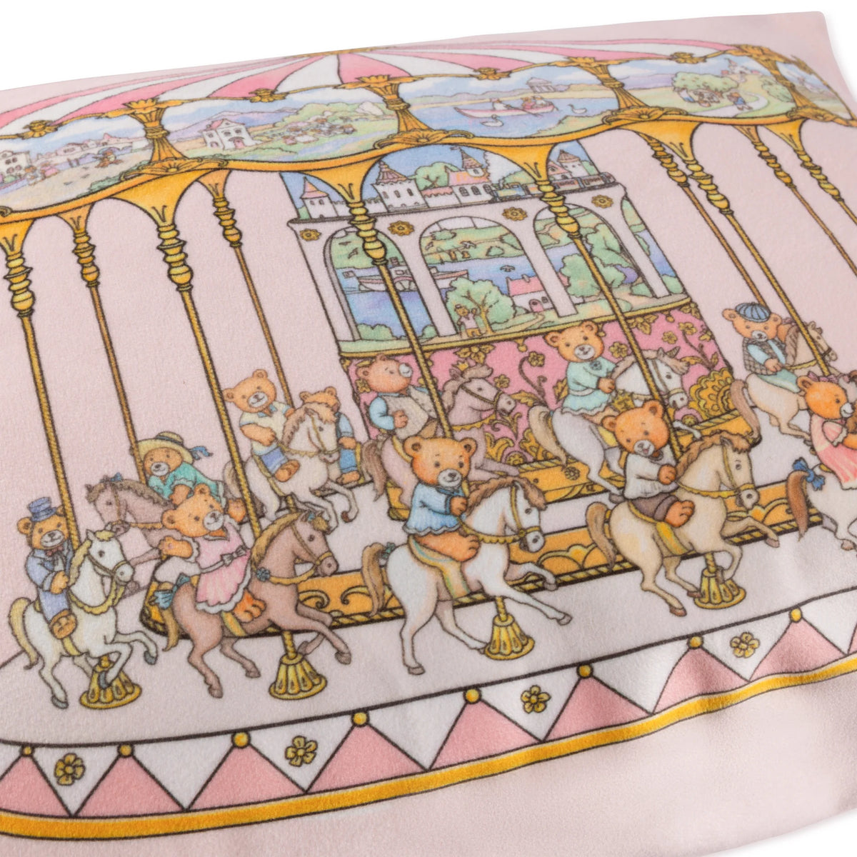 Lil Teddy's Merry Go Cushion - Sugary Pink