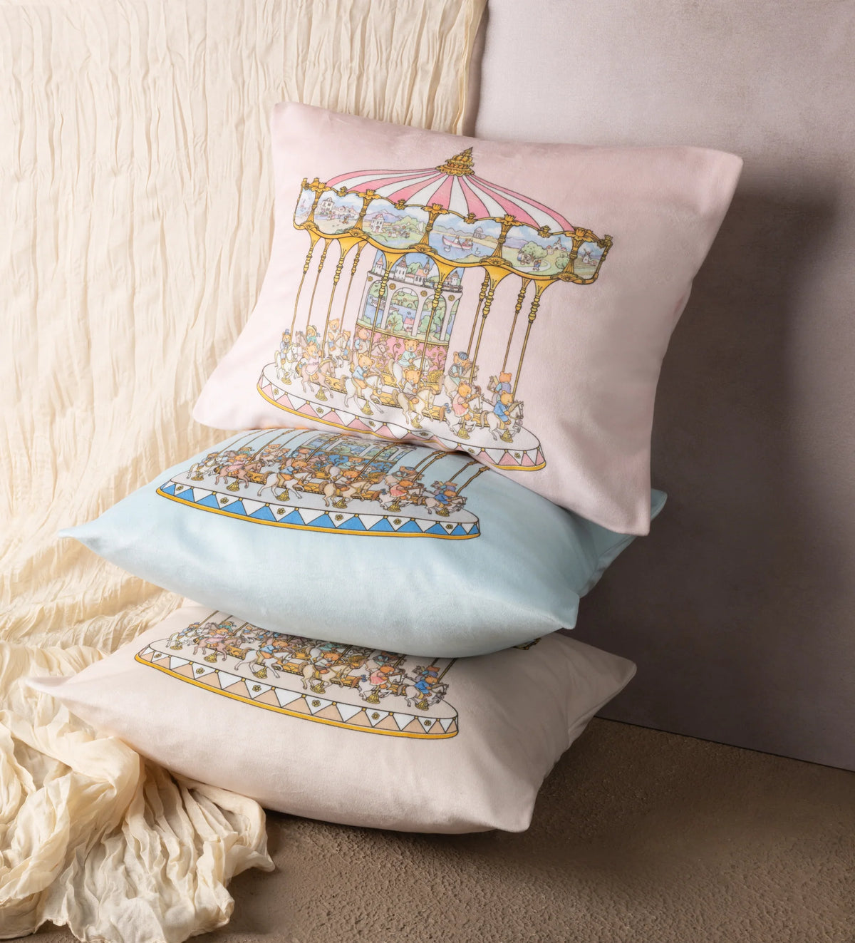 Lil Teddy's Merry Go Cushion - Vanilla Bean