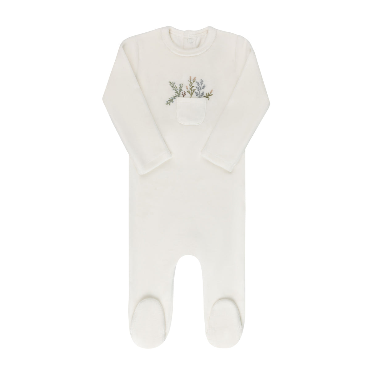 Elys & Co Velour Pocket Full of Flowers Footie