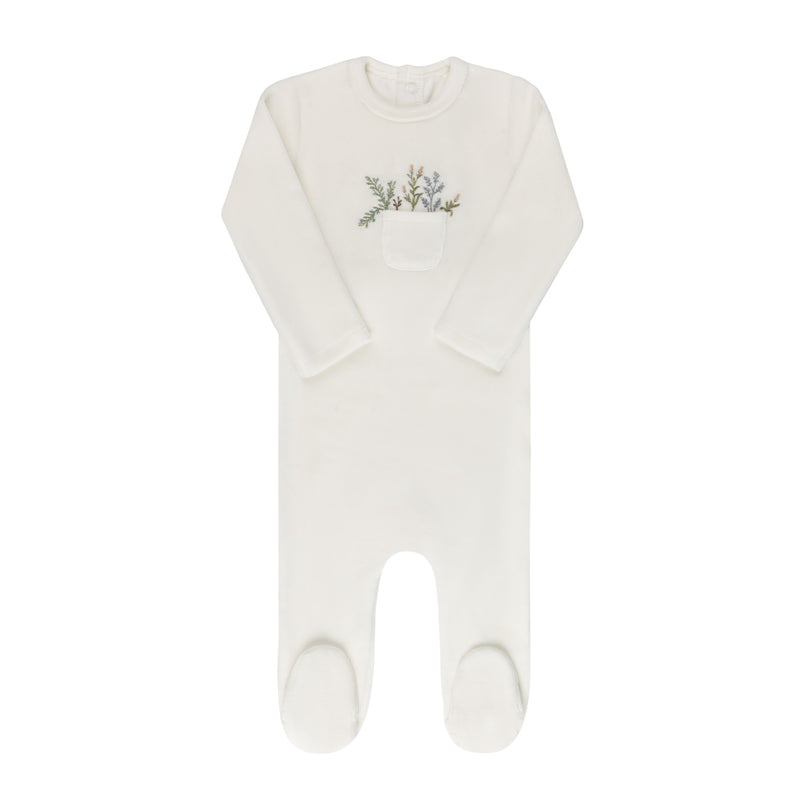 Elys & Co Velour Pocket Full of Flowers Footie