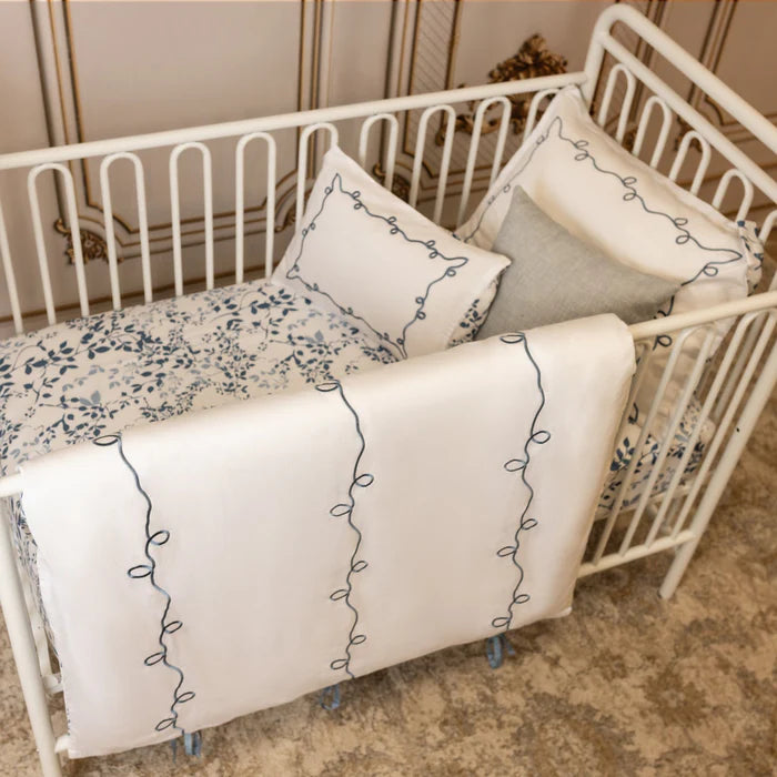 Petite Belle Lafayette Embroidered Crib Set - Powder Blue