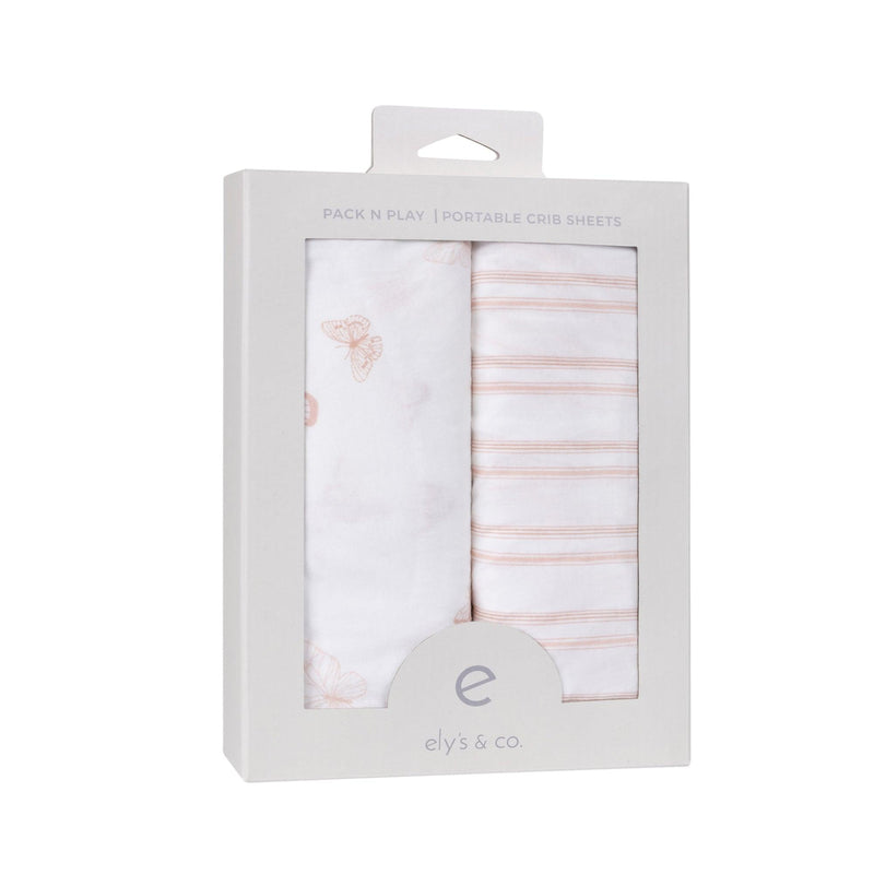 Elys & Co Butterfly/Dragonfly 2 Pack Cotton Pack N Play Sheets