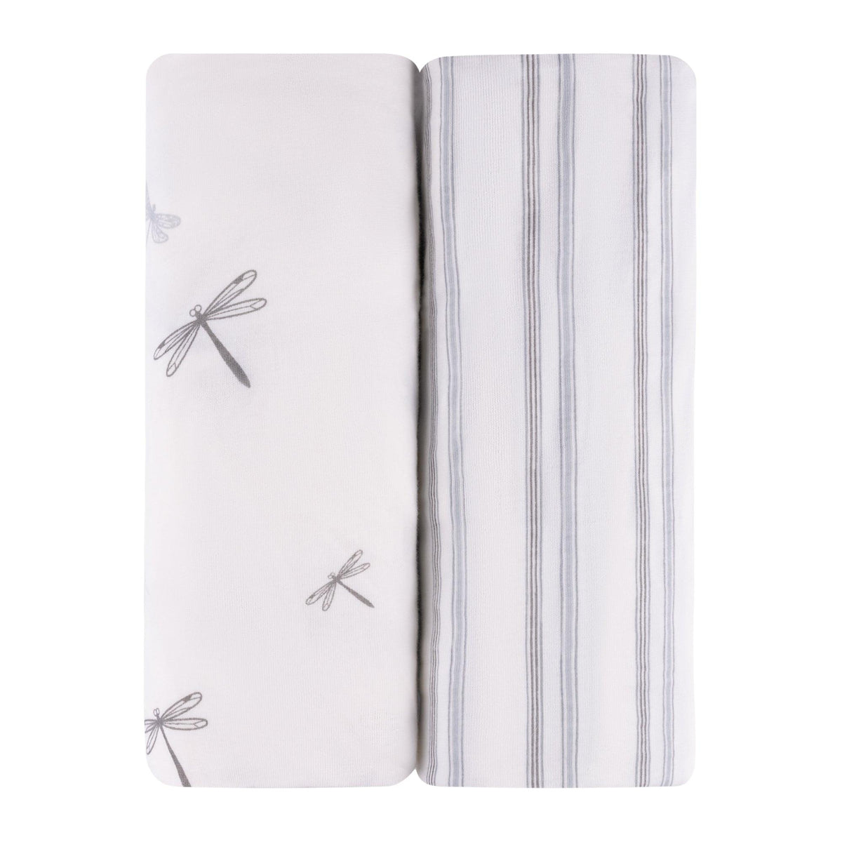 Elys & Co Butterfly/Dragonfly Stripe Cotton 2 Pack Bassinet Sheets