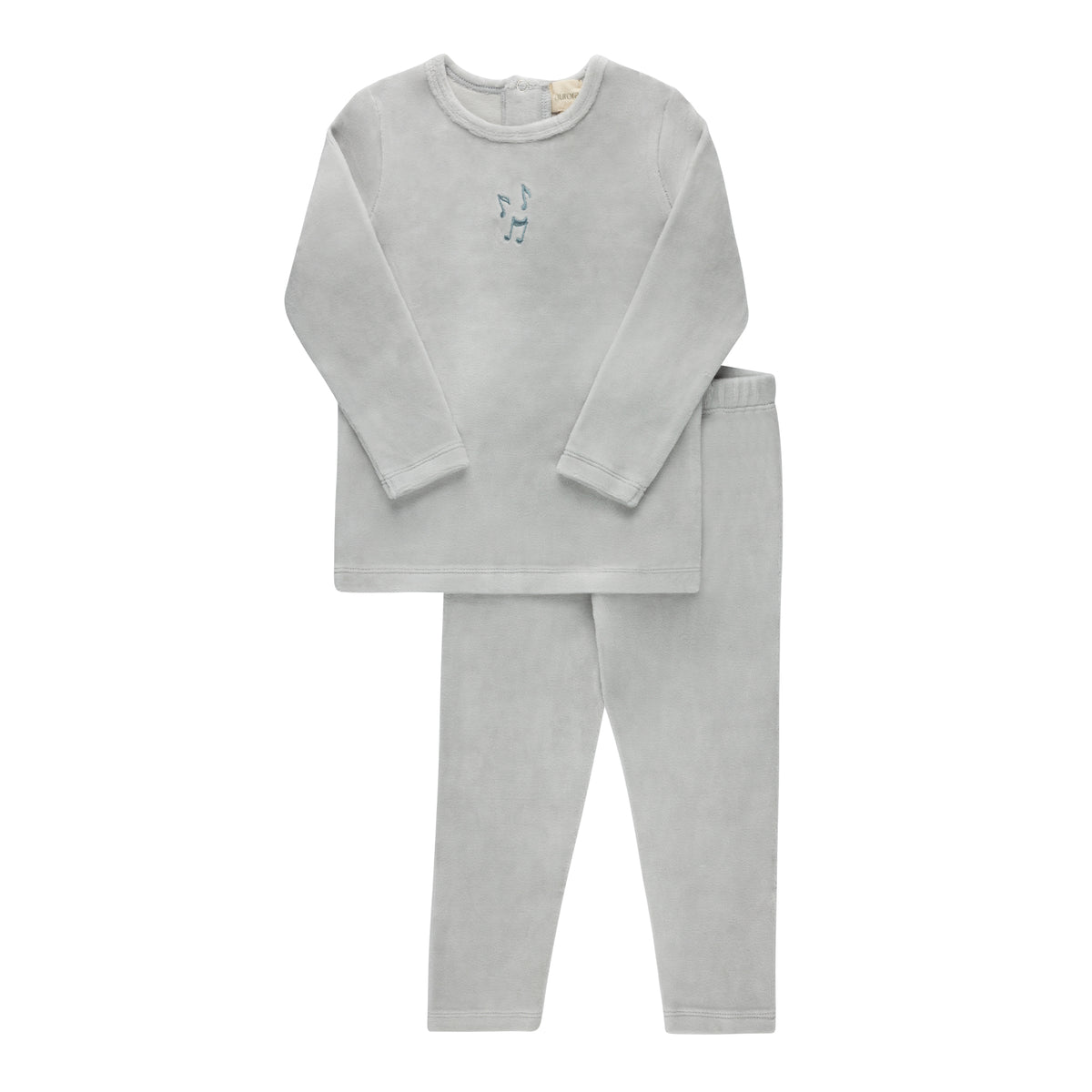 Aurora Embroidered Velour Collar Top & Pants - Blue