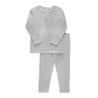 Aurora Embroidered Velour Collar Top & Pants - Blue