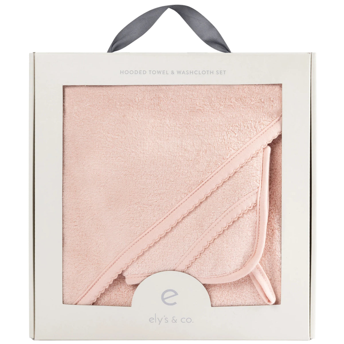 Elys & Co Sold Scalloped Hooded Towel and Washcloth Set - Pink