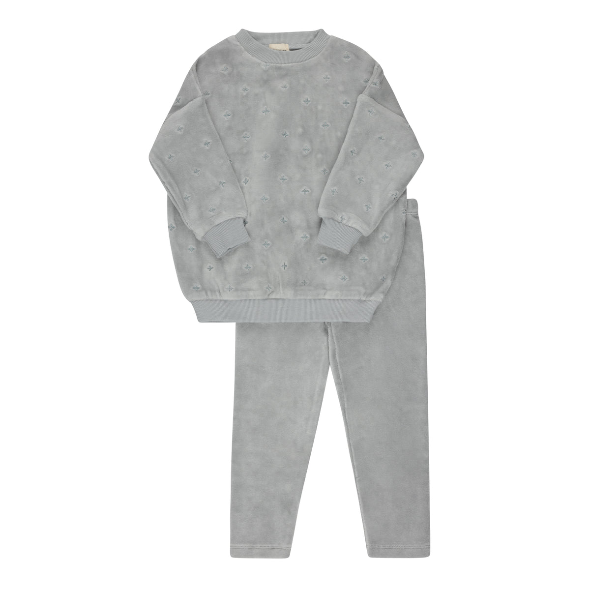 Elys & Co Velour Embroidered Floral Top & Pants - Blue