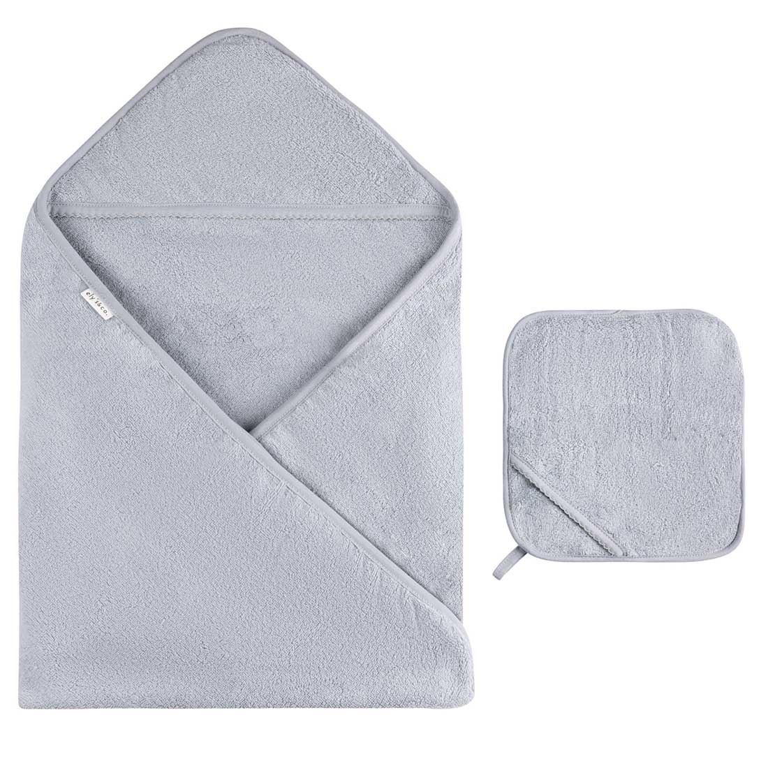 Elys & Co Sold Scalloped Hooded Towel and Washcloth Set - Blue