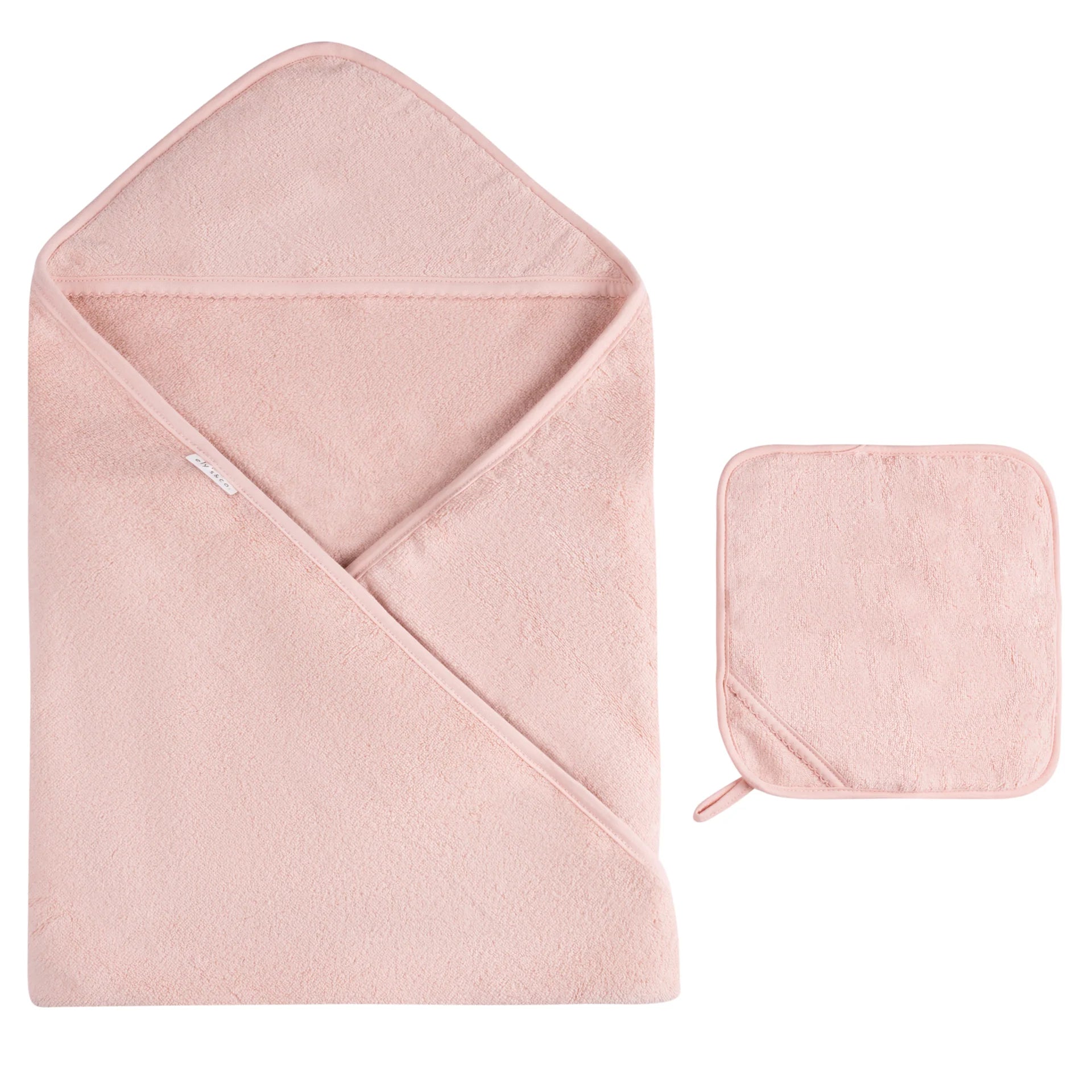 Elys & Co Sold Scalloped Hooded Towel and Washcloth Set - Pink