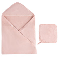 Elys & Co Sold Scalloped Hooded Towel and Washcloth Set - Pink