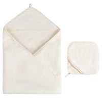 Elys & Co Sold Scalloped Hooded Towel and Washcloth Set - Cream