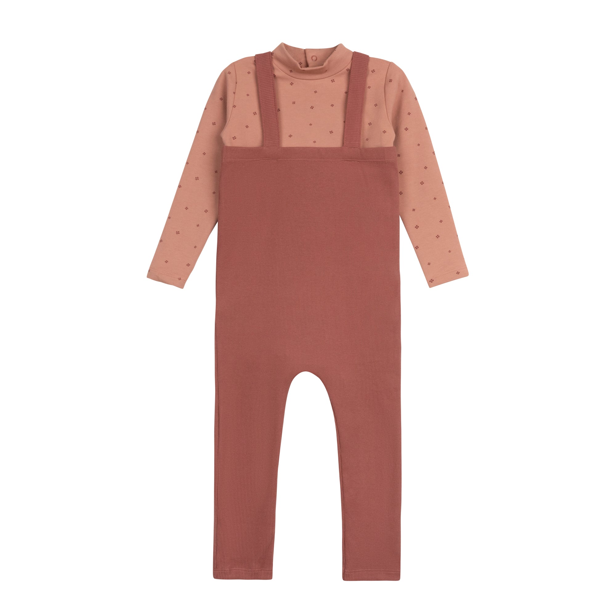 Elys & Co Clover Print Onesie & Overalls - Pink